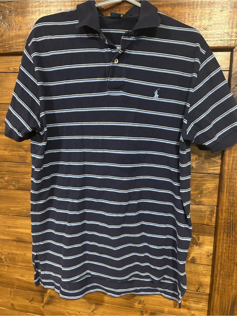 Ralph Lauren Navy Polo with Light Blue & White Stripes